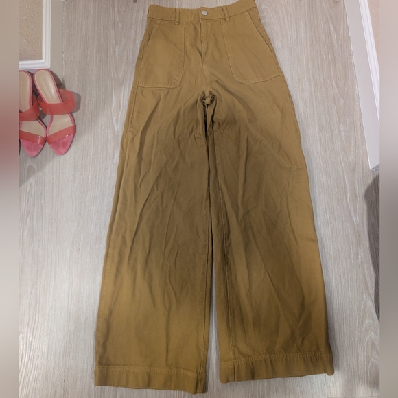 Ba&sh Dixon Cotton Twill Wide Leg Pants in Ocre - Picture 3 of 16